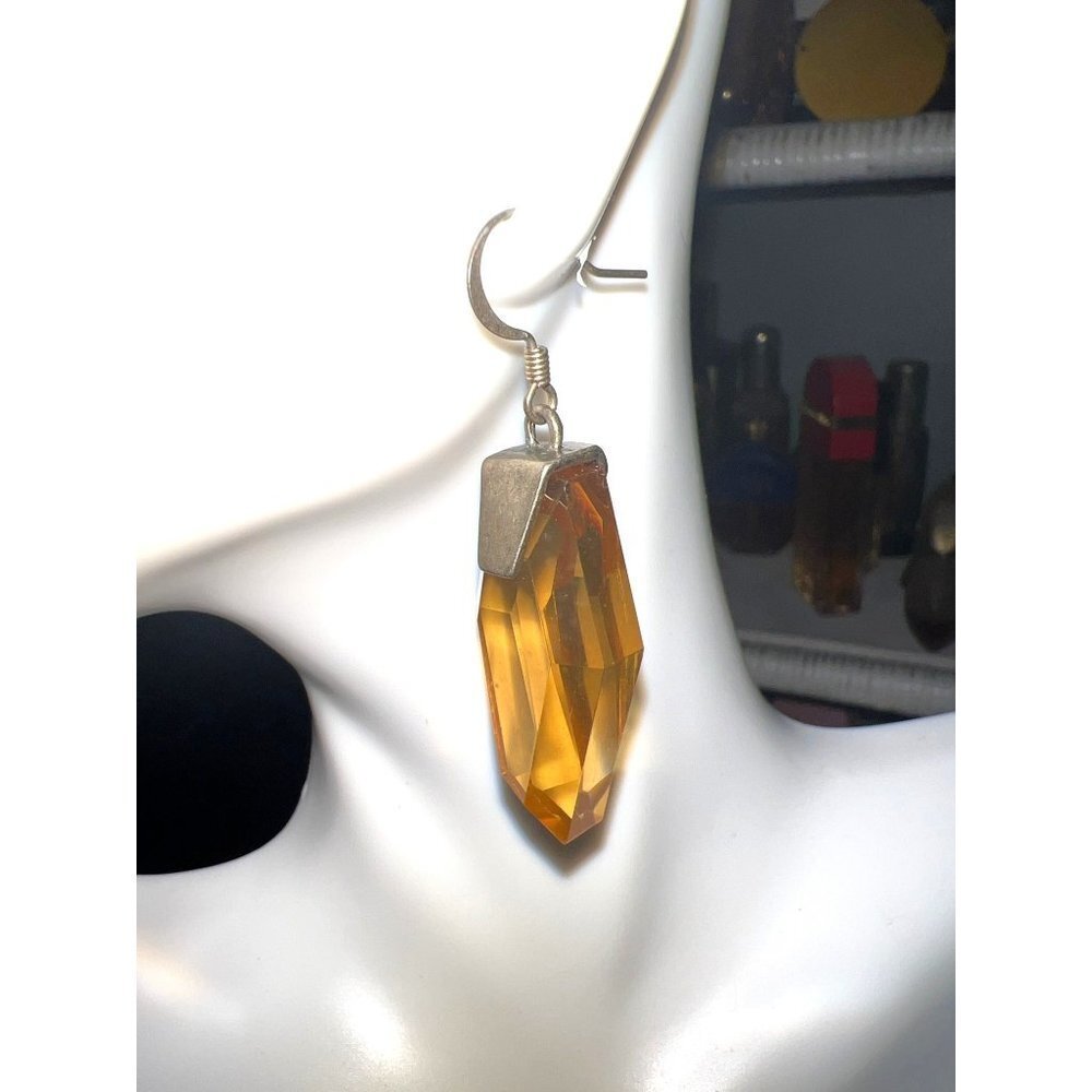Vintage Amber Faceted Acrylic Bead Earrings